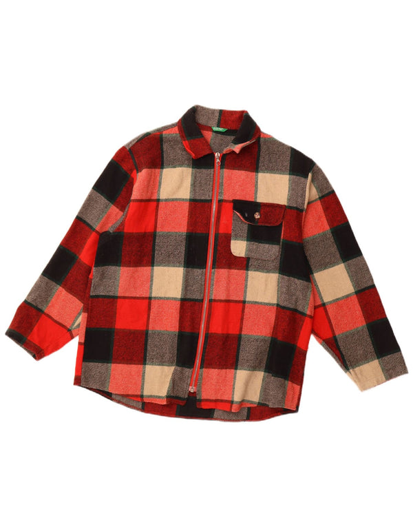 BENETTON Camisa de franela para mujer ES 40 XL Acrílico a cuadros multicolor