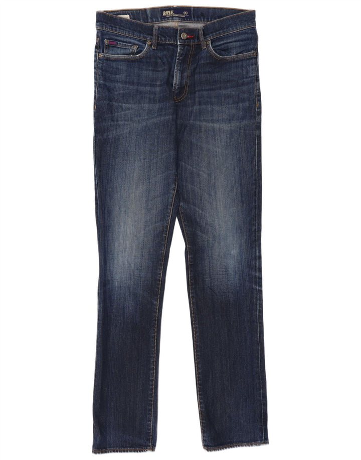 Rifle Jeans ajustados desgastados para hombre W32 L34 Algodón azul marino