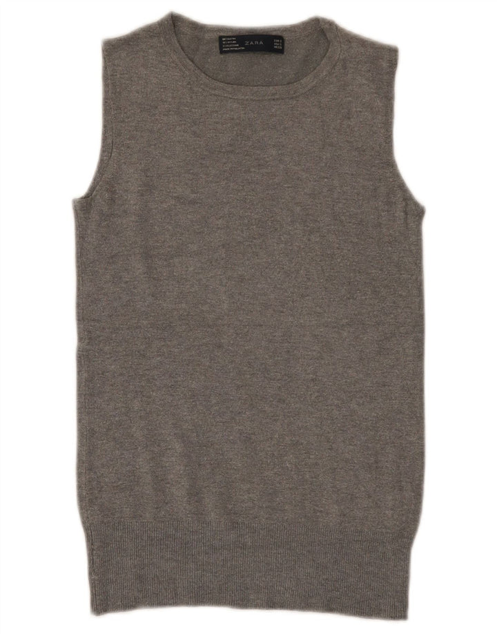 Zara Mujer Chaleco Tank Top Reino Unido 8 Pequeño Rayón Gris