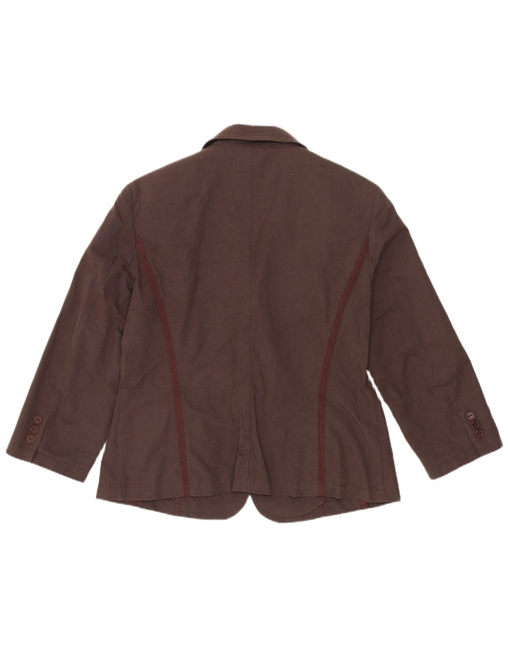 Marella Chaqueta Blazer de 2 Botones para Mujer UK 46 Grande Algodón Marrón