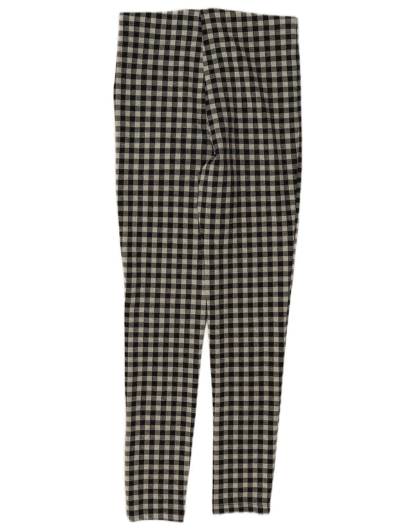 Zara Mujer Pantalones Casuales Pitillo Pequeños W26 L28 Cuadros Negros