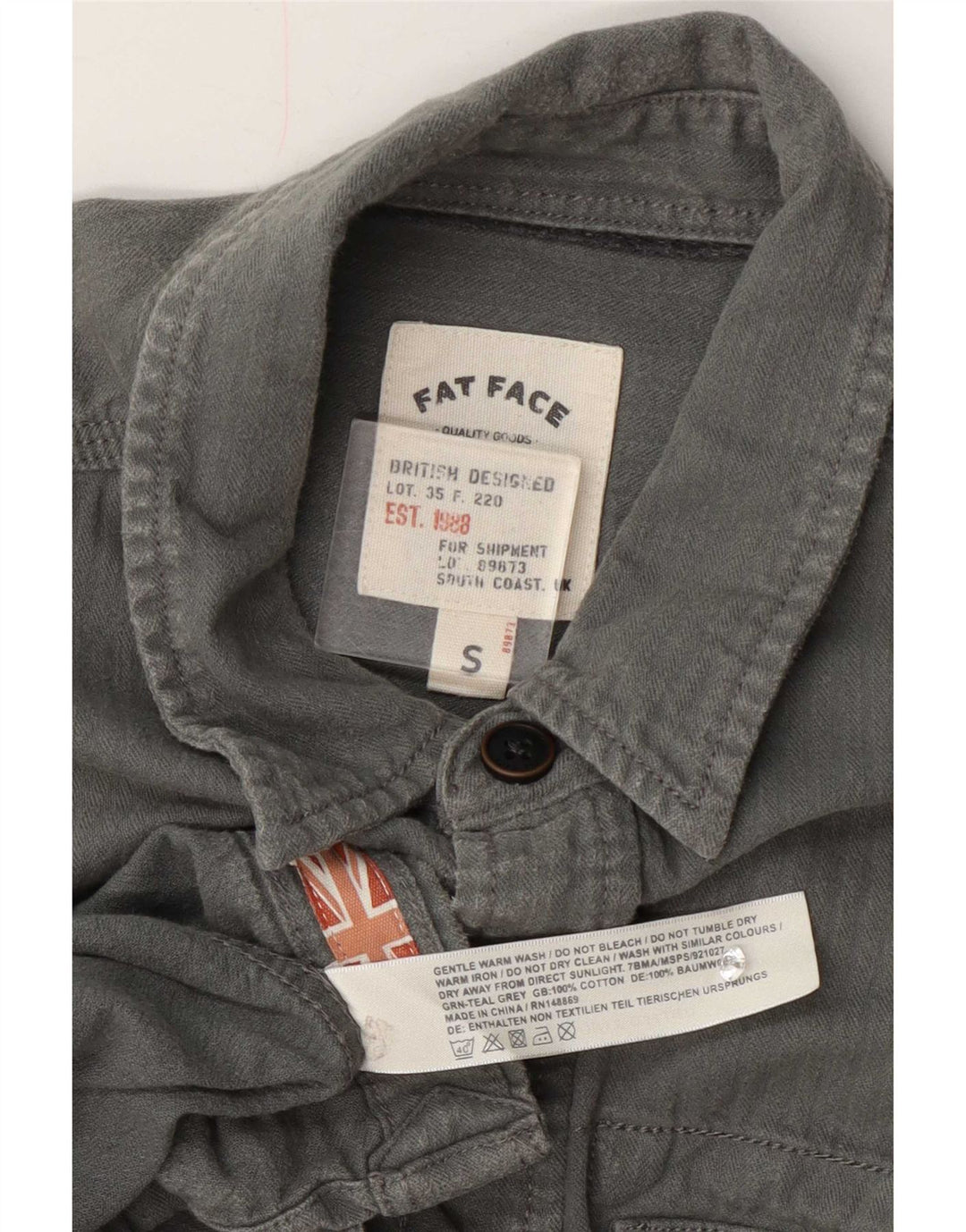 Camisa de hombre Fat Face Small de algodón gris