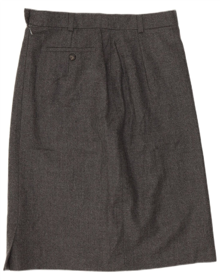 Max Mara Falda acampanada de fin de semana para mujer UK 12 Medium W28 Lana virgen gris