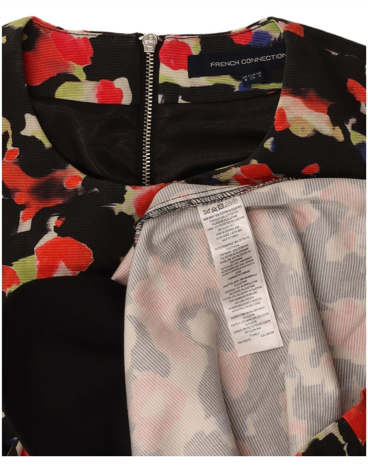 FRENCH CONNECTION Vestido acampanado para mujer UK 8 Pequeño Algodón floral negro