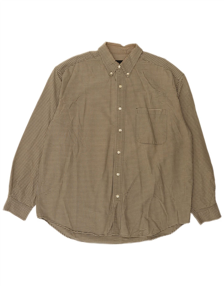 Eddie Bauer Camisa Hombre XL Marrón Cuadros Algodón
