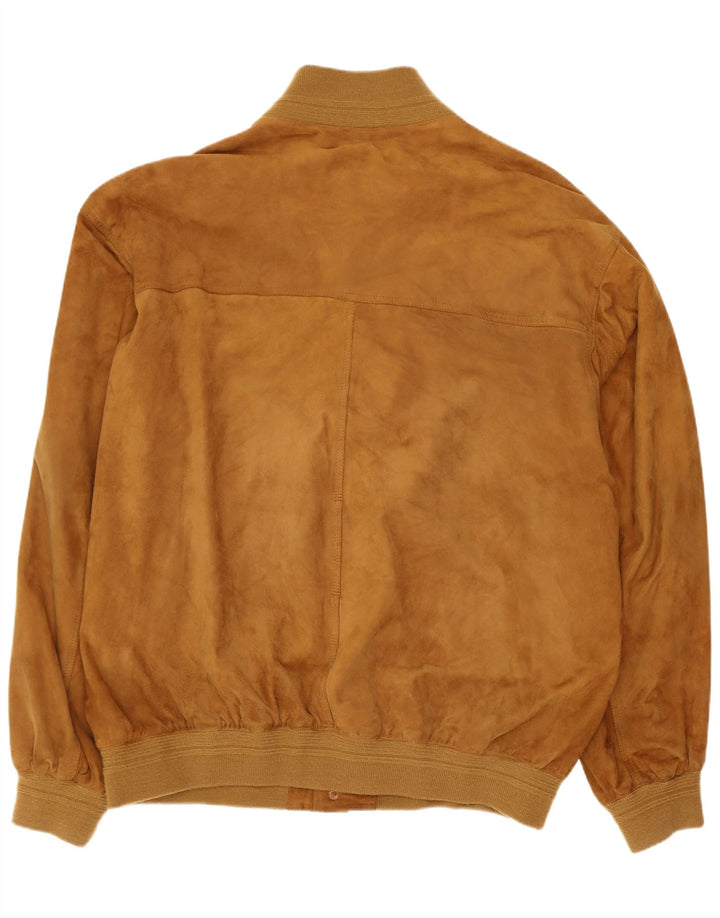 Vintage hombres ante bomber chaqueta IT 58 4XL marrón cuero retro