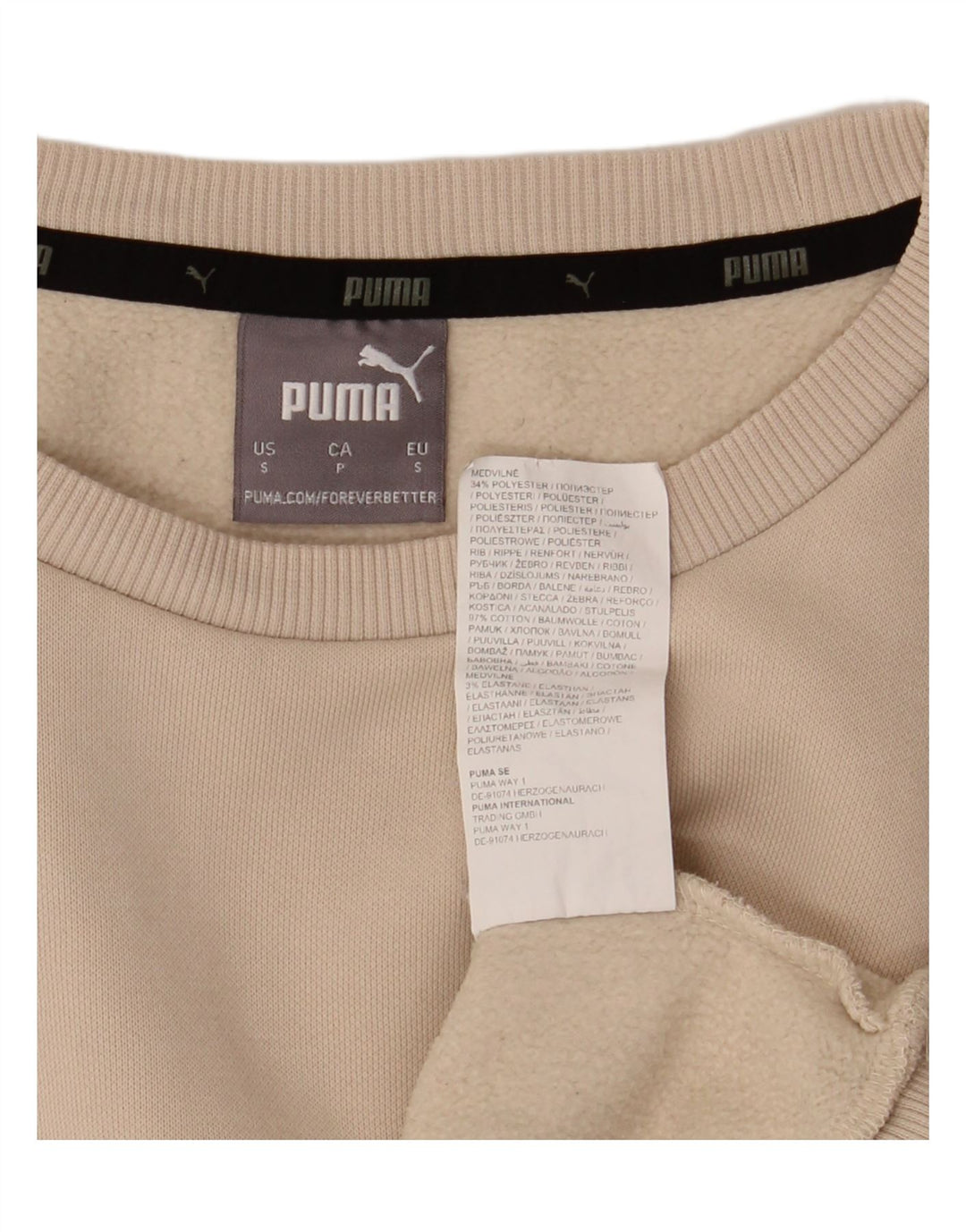 PUMA Mens Sweatshirt Jumper Small Off White Polyester