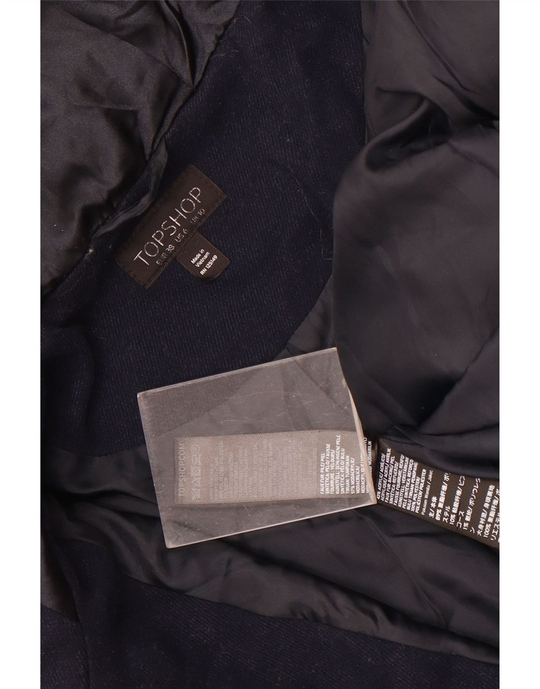 Topshop Parka extragrande con capucha para mujer UK 10 Small Azul marino