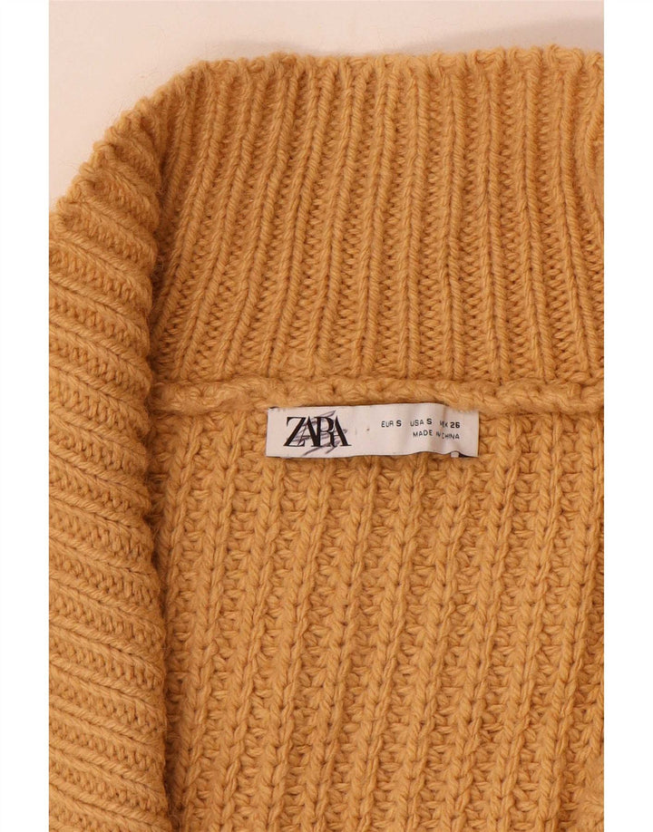 Zara Mujer Suéter Cárdigan Abierto De Gran Tamaño UK 10 Small Marrón