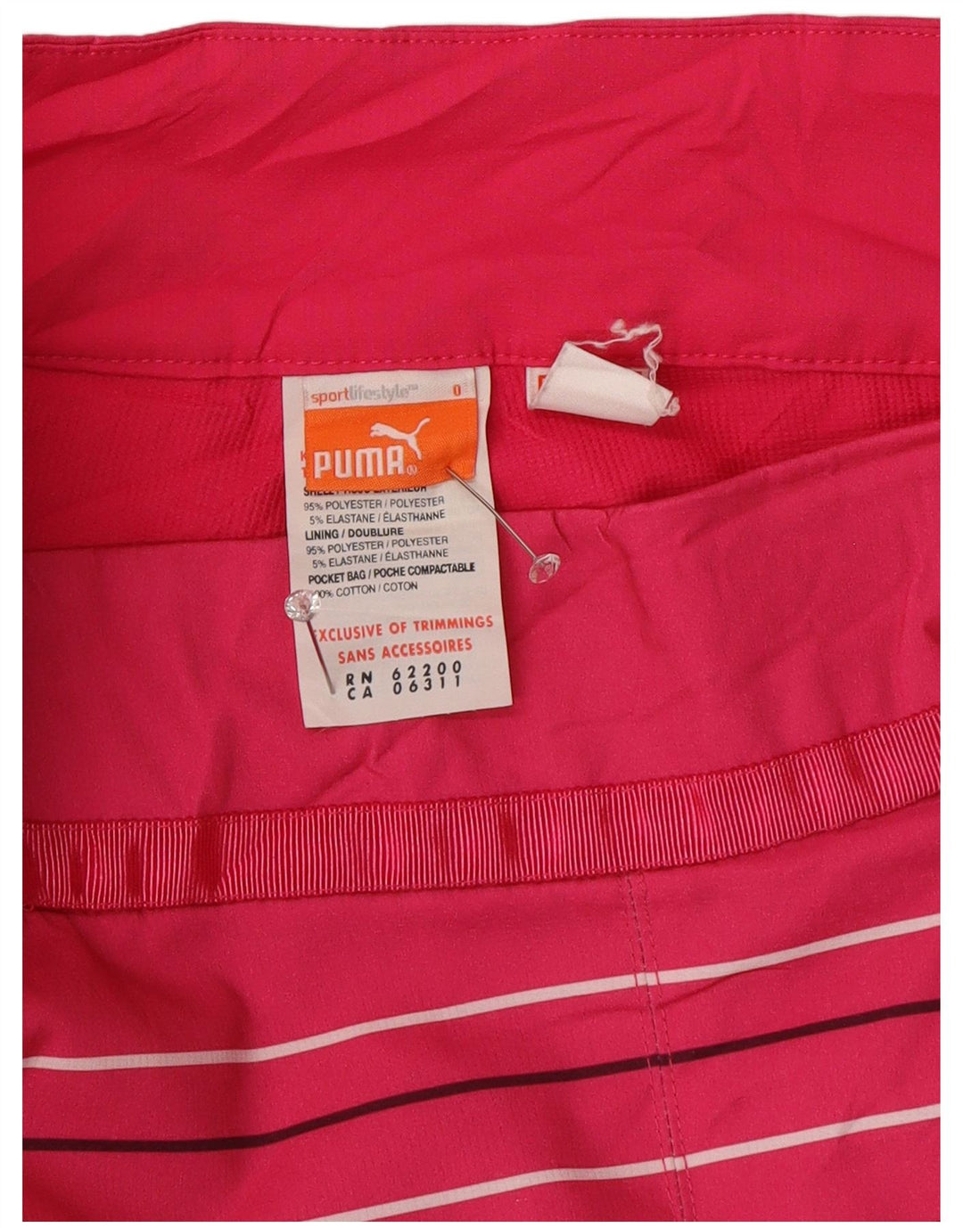 Puma Mujer Skort UK 12 Mediano Rosa Rayas Poliéster Deportes