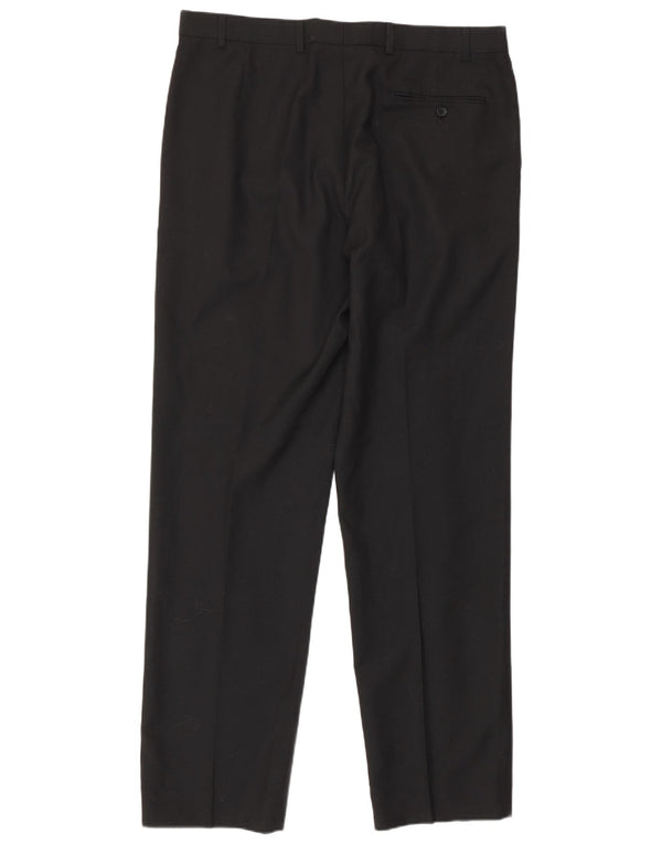 Marks & Spencer Pantalón de traje recto para hombre W36 L33 Poliéster negro