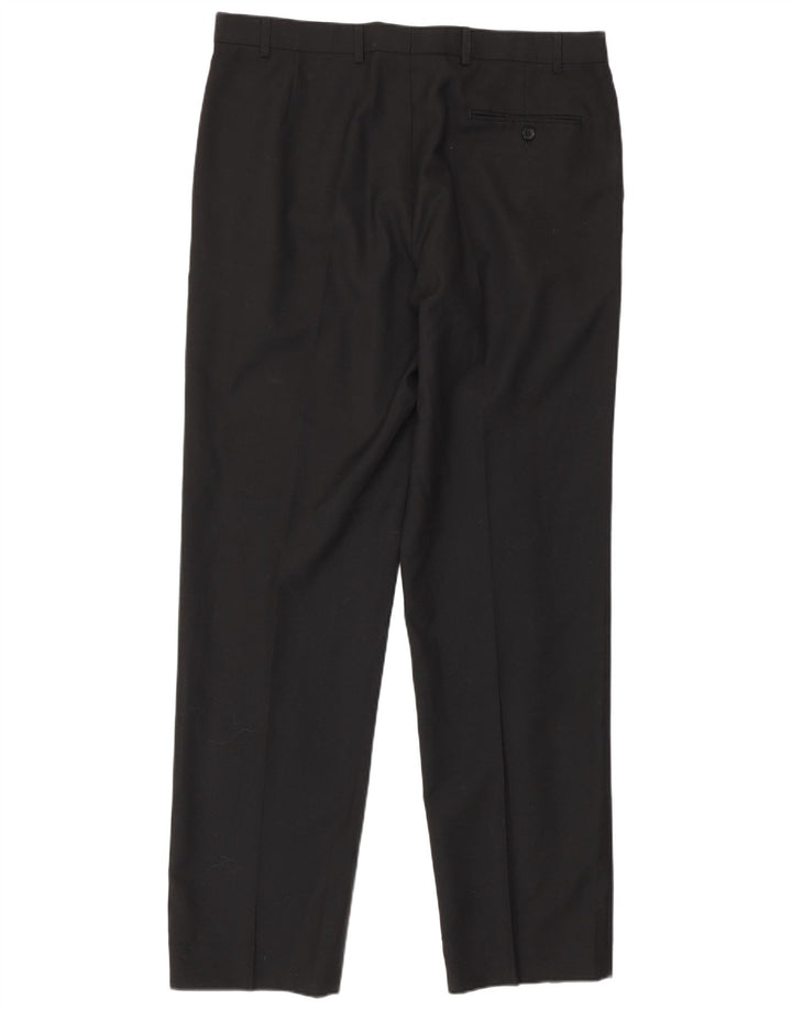 Marks & Spencer Pantalón de traje recto para hombre W36 L33 Poliéster negro