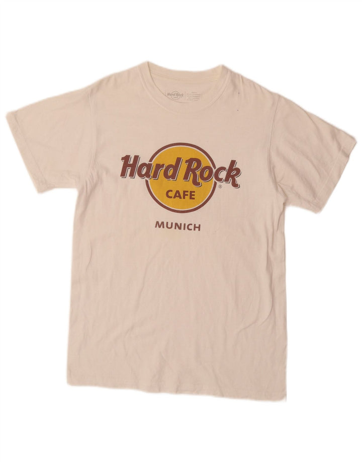 HARD ROCK CAFE Camiseta gráfica Munich para hombre Top pequeño de algodón blanco