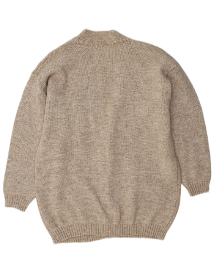 Vintage mujer oversized Cardigan suéter Reino Unido 14 lana beige media