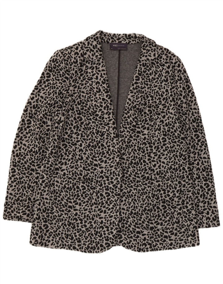 Marks & Spencer Chaqueta tipo blazer abierta para mujer Reino Unido 44 Gris medio Estampado animal