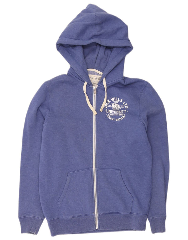 Jack Wills Suéter con capucha y cremallera gráfica para hombre Algodón azul pequeño