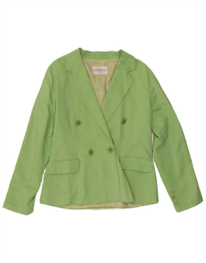 Chaqueta tipo blazer de mujer SUPERIOR con doble botonadura IT 44 Seda verde medio