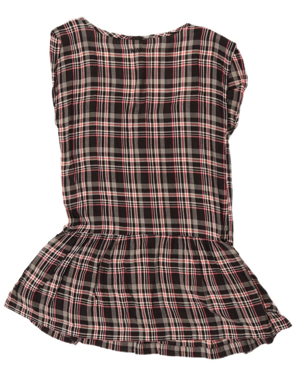 Roxy Vestido Túnica Sin Mangas para Mujer UK 42 Medium Black Check Cotton