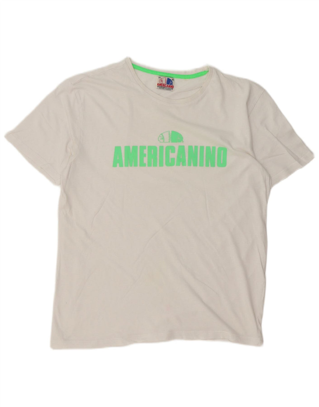 Americanino Mens Regular Graphic Camiseta Top Medio Algodón Blanco