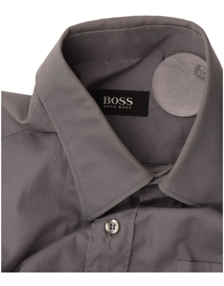 Camisa Hugo Boss Hombre Talla 40 15 1/2 Gris Medio