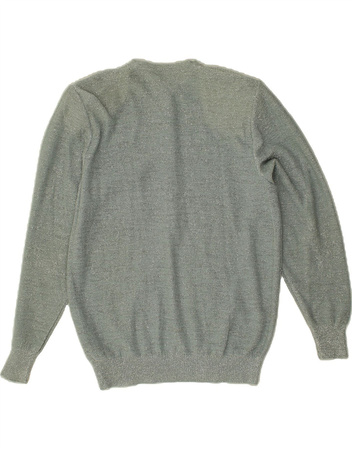 VINTAGE Womens Button Neck Jumper Sweater UK 10 Small Grey Vintage Vintage and Second-Hand Vintage from Messina Hembry 