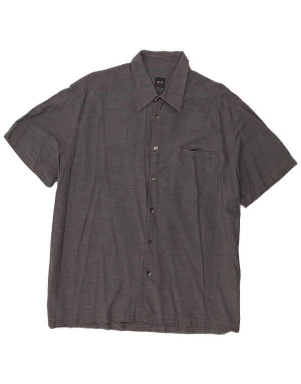 Camisa Hugo Boss Hombre Manga Corta XL Algodón Gris