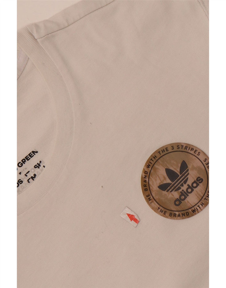 Adidas - Camiseta gráfica para hombre, talla mediana, algodón blanco