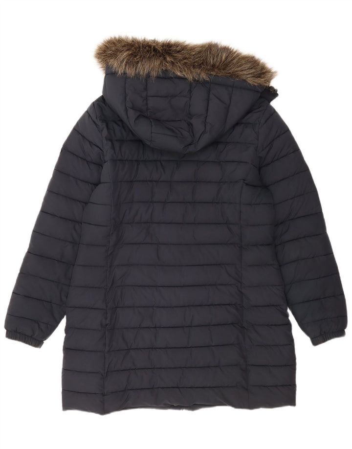Superdry Abrigo acolchado con capucha para mujer Reino Unido 44 Grande Poliéster azul marino