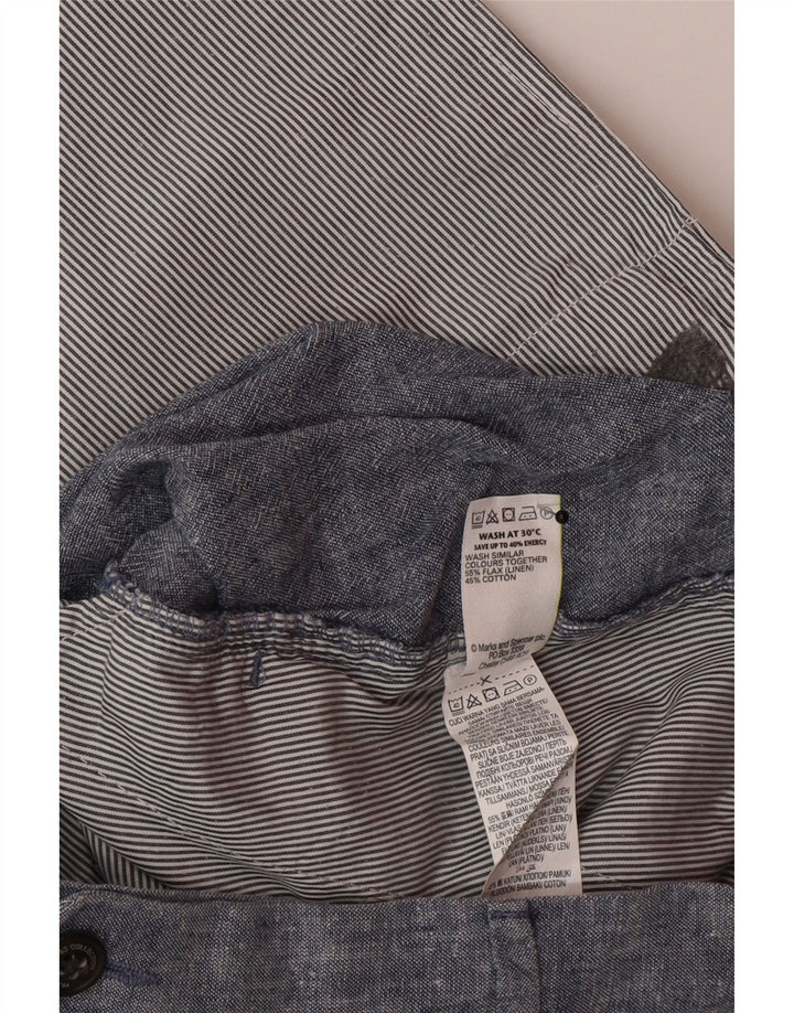 Marks & Spencer Pantalones cortos chinos para hombre W34 L lino azul grande