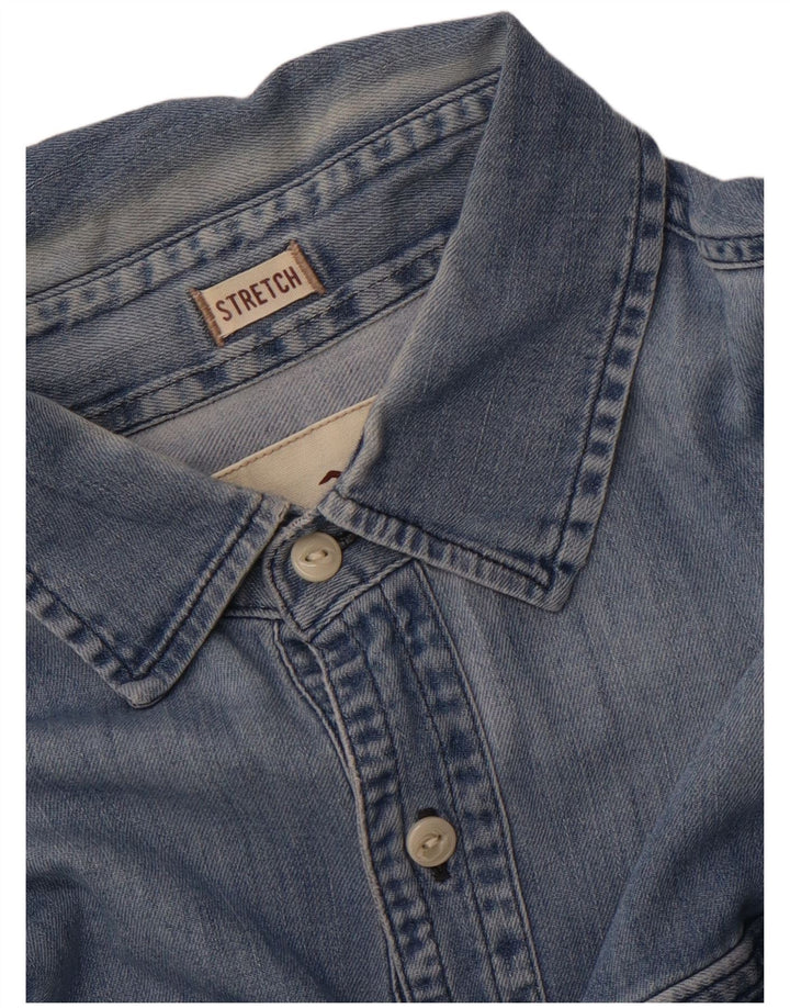 HOLLISTER Camisa Vaquera De Algodón Azul Medio Para Hombre
