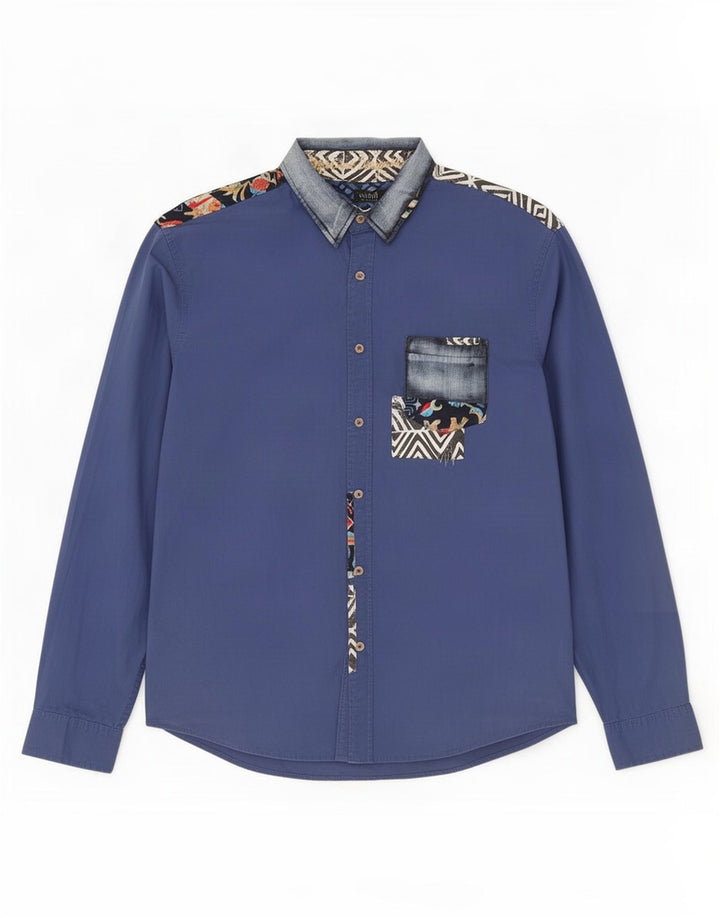 Camisa Desigual Hombre 2XL Azul Geométrico
