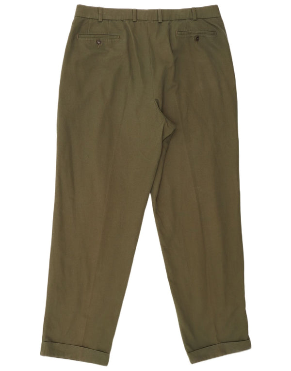 Marks & Spencer Pantalón de traje con pinzas cónicas para hombre W38 L31 Algodón caqui