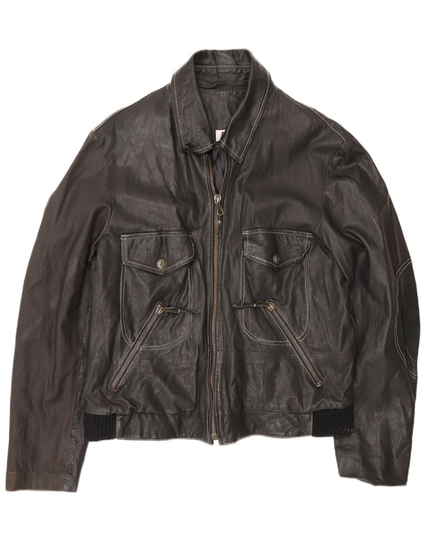 Lavorazione Artigiana Chaqueta de cuero para hombre UK 38 Medium Black
