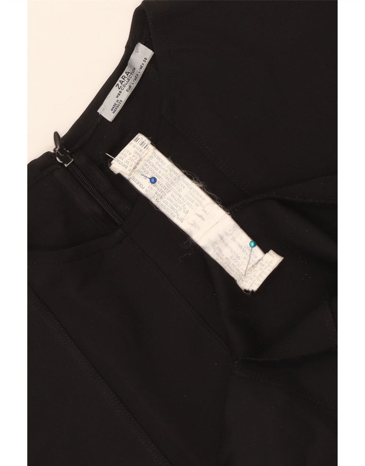 Zara Vestido Acampanado Sin Mangas para Mujer UK 44 Grande Poliéster Negro