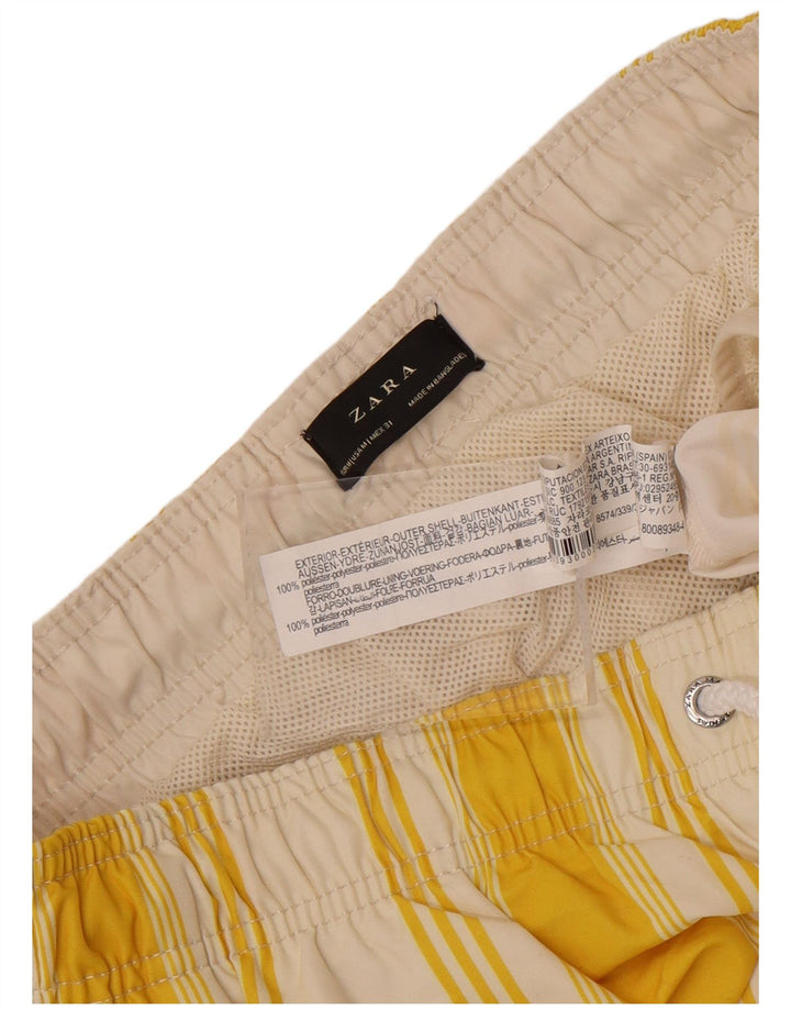 Zara Hombre Bañador Short Poliéster Rayas Amarillo Medio