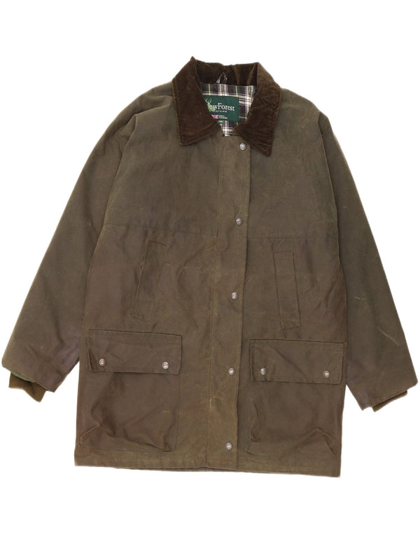 Vintage mujer chaqueta de algodón encerado Reino Unido 14 grande caqui