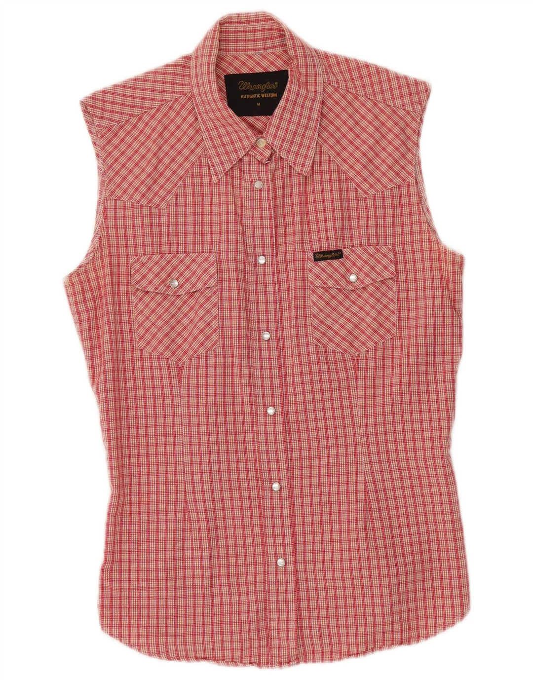 WRANGLER Camisa sin mangas para mujer UK 12 Medium Red Check Poliéster