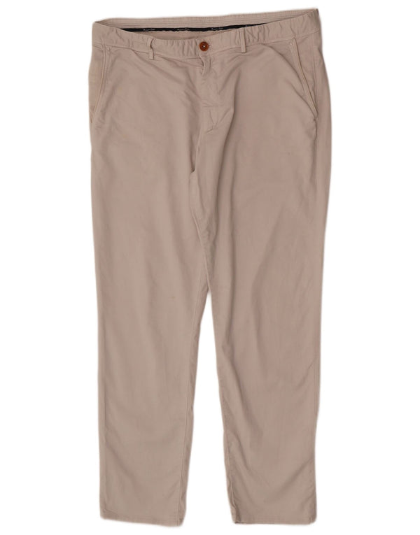 Massimo Dutti Pantalón Chino Slim Fit Hombre EU 44 Large W34 L28 Algodón Beige