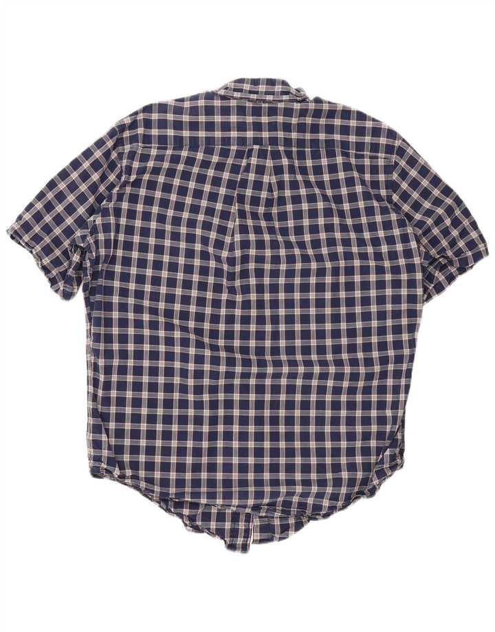 Nautica Camisa de manga corta para hombre de ajuste regular de algodón a cuadros azul marino mediano