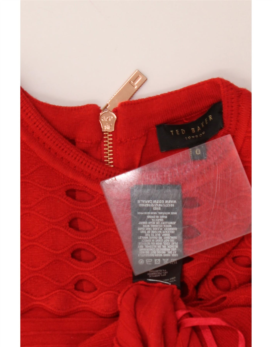 TED BAKER Vestido acampanado sin mangas para mujer Talla 0 2XS Acrílico rojo