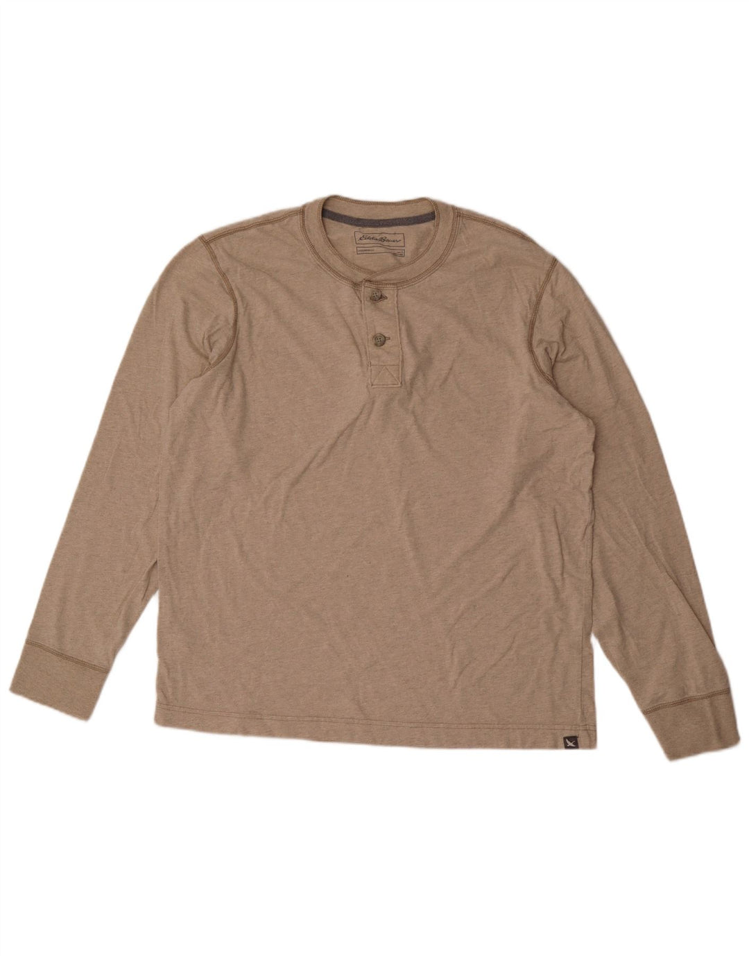 Eddie Bauer Hombres Top Manga Larga Grande Algodón Beige