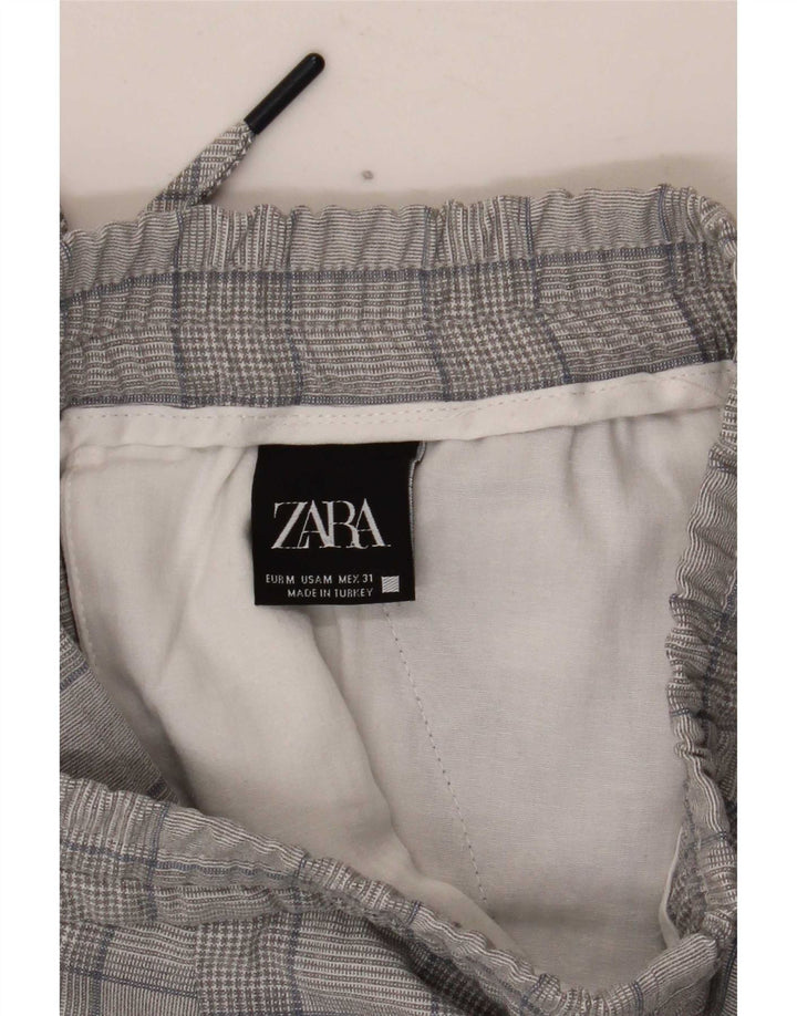 Zara Hombre Pantalón Chino Slim Medium W31 L28 Gris Pata De Gallo