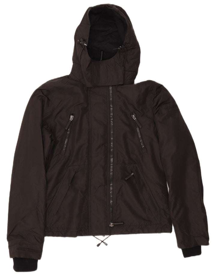 Superdry Chaqueta cortavientos con capucha para mujer, talla 40, talla M, color negro