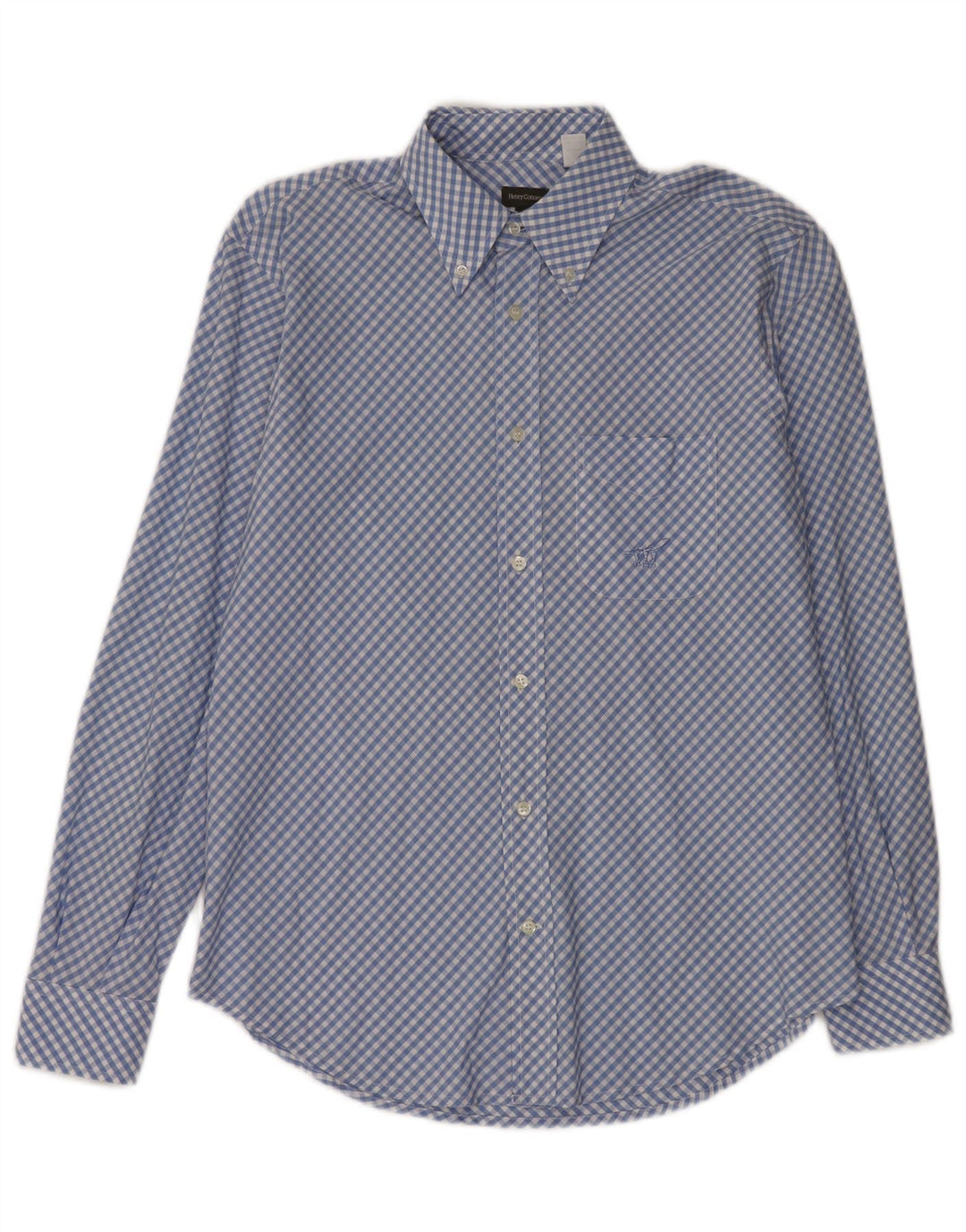 HENRY COTTONS Camisa para hombre Talla 40 Algodón a cuadros azul medio
