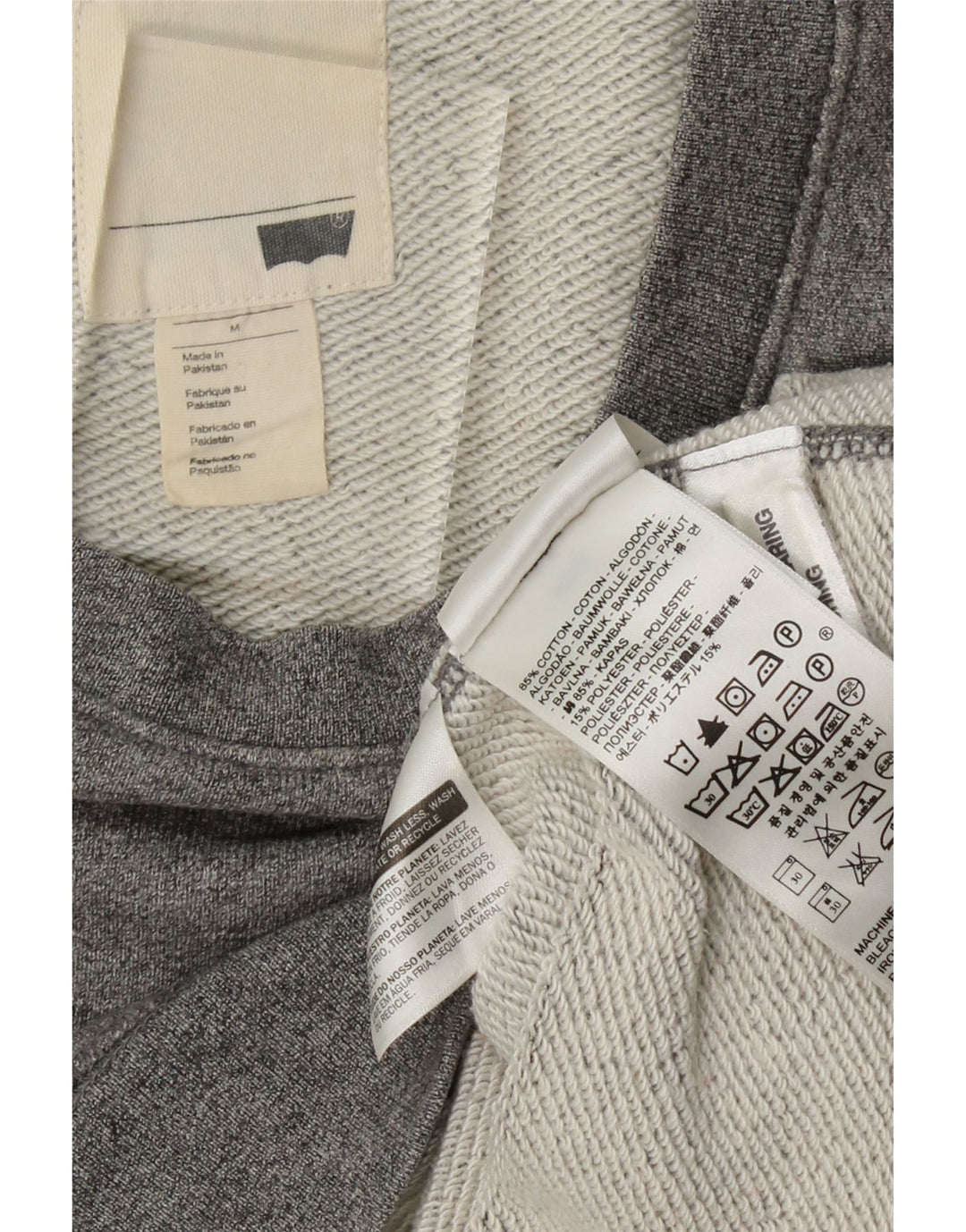 LEVI'S Womens Crop Oversized Sweatshirt Jumper UK 14 Medium Grey Cotton Vintage Levi's and Second-Hand Levi's from Messina Hembry 