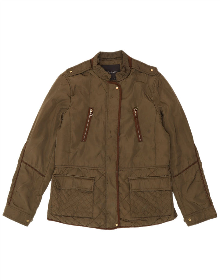 Zara Mujer Chaqueta Acolchada Militar Reino Unido 46 Grande Caqui