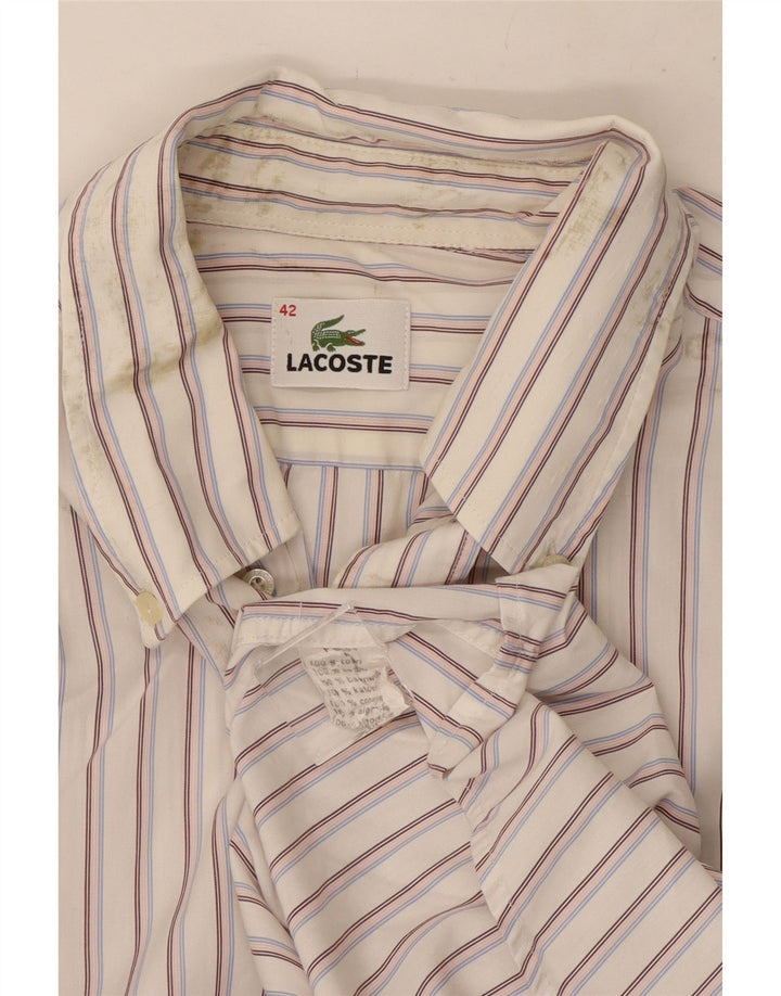 Camisa Lacoste Hombre Talla 42 Algodón Rayas Blancas Grande