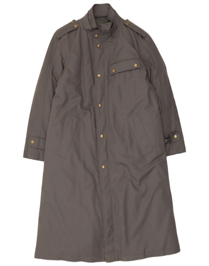 Vintage hombres militar gabardina Reino Unido 38 gris medio
