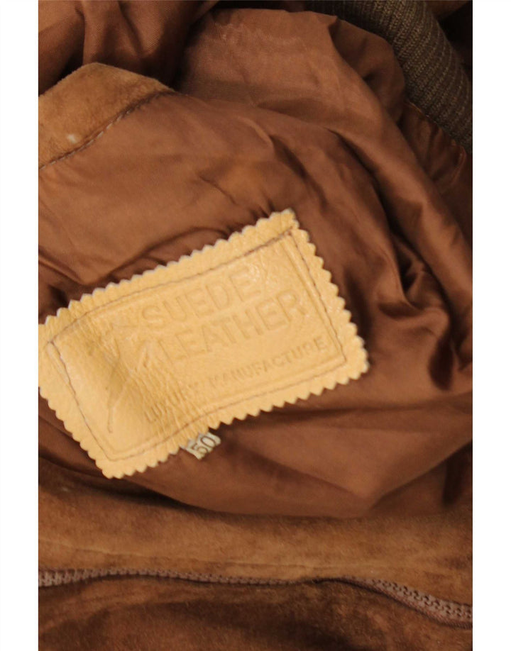 Vintage hombres ante bomber chaqueta IT 50 marrón grande