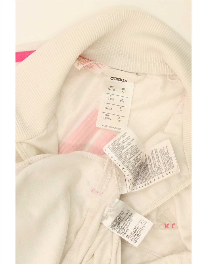 Adidas - Chaqueta de chándal gráfica para niña, 14-15 años, poliéster blanco